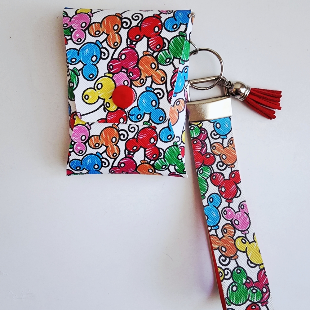 Mouse Pattern Coin Pouch Mini Wallet with keychain Wristlet Strap